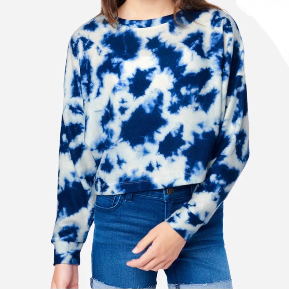 Justice Tie-Dye Hacci Cropped Pullover Color French Navy Tie-Dye